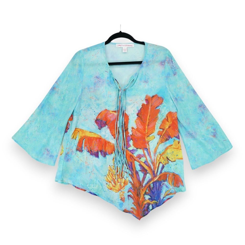 LEOMA LOVEGROVE Women's Long Wide Sleeve Tunic Platains Print Size Small
